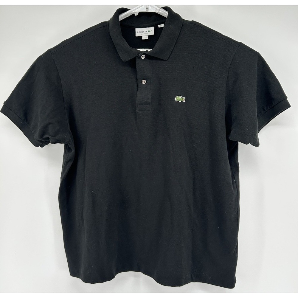 Lacoste Classic Fit Short Sleeve Polo Shirt Black Men's Size 7 US 2XL - Picture 1 of 4